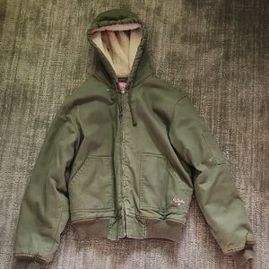 Walls Olive Green Jacket with Cream Lining